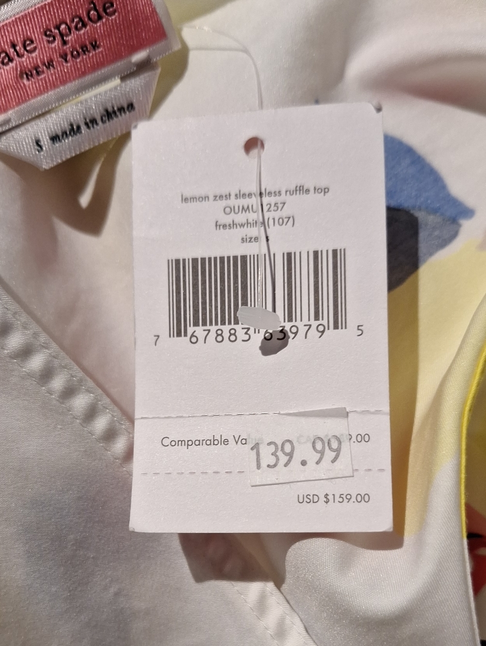 kate spade Lemon Zest Print Ruffle Sleeve Blouse - Picture 7 of 8